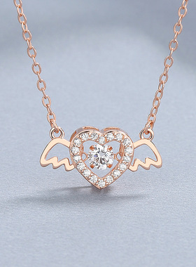 925纯银天使爱心灵动项链女简约风新款ins锁骨链甜美气质小众饰品