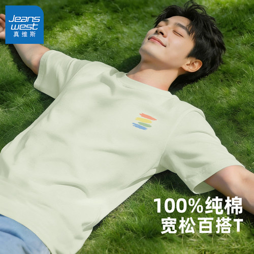 真维斯短袖男款2026新款夏季薄款半袖男高级感纯棉休闲宽松t恤男C