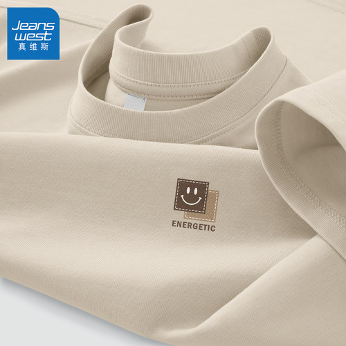 真维斯短袖t恤男款夏季美式高级感半袖衫青少年纯棉T衣服男士潮L