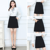 裙黑色a字半身裙高腰显瘦遮胯a字裙职业短裙工装 西装 裙女 新款 春季