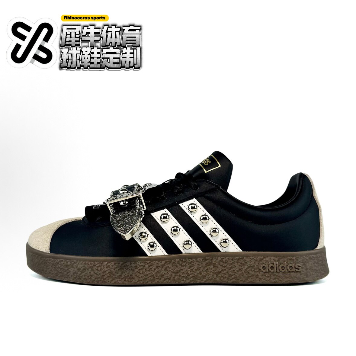 【定制球鞋】adidas neo VL Court 马蹄扣 暗黑风 黑色 ID6017