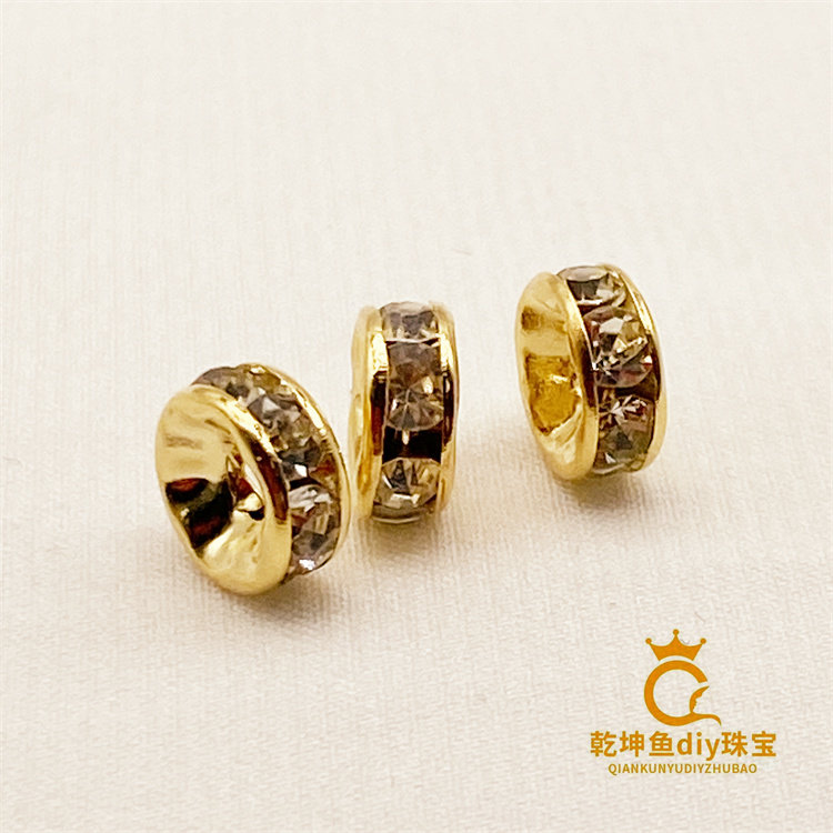 保色14k包金钻圈隔珠镶嵌款锆石隔片手工手链项链脚链diy饰品配