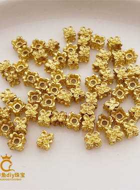 18K包金哑金方块花小花隔珠diy珠