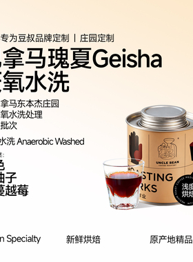 豆叔精品烘焙咖啡巴拿马瑰夏Geisha厌氧水洗黑咖啡豆100g