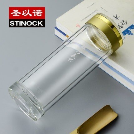 圣以诺龙行天下镀金双层加厚隔热商务泡茶杯男士水杯便携211系列