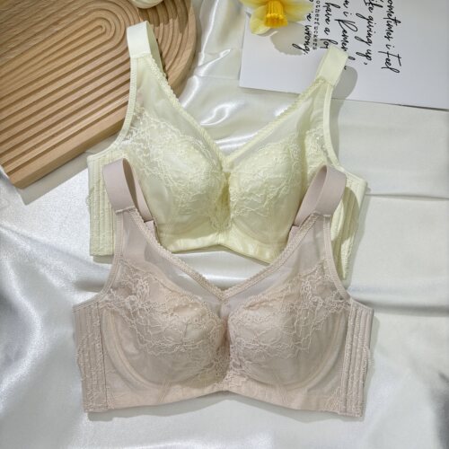 蕾丝软钢圈显小收副乳防外扩文胸