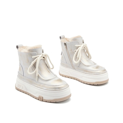 兔毛雪地靴冬季新款短靴真皮