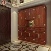 家用门口玄关柜厅柜全实木原木餐柜一体电梯入户进门你钟意 柜 鞋