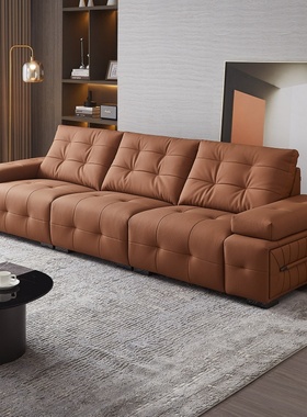 全友家居 门店同款 22923 劳伦斯 头层牛皮真皮直排一字型皮沙发