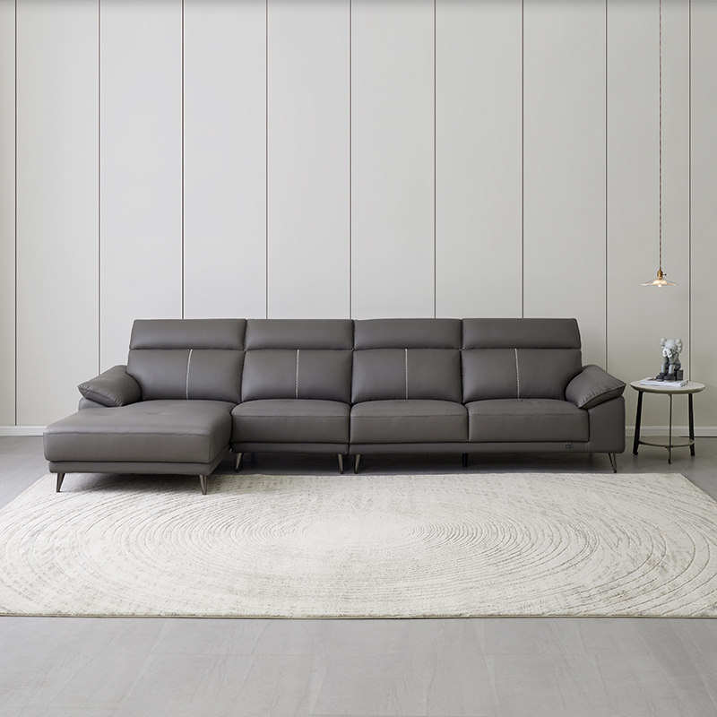 全友家居 门店同款 22736ab 真皮沙发 进口头层黄牛皮l型现代简约