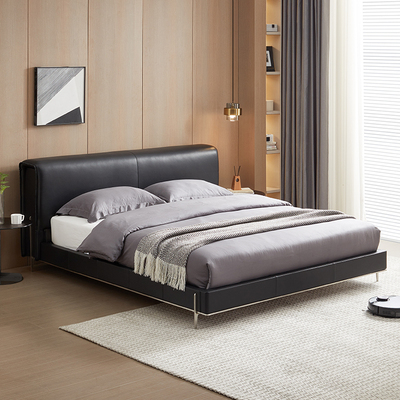 全友家居 门店同款 意式极简 98035 软包头层黄牛皮真皮艺床1.8米