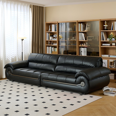 全友家居门店同款 时尚风 22925 头层牛皮真皮直排一字型皮沙发