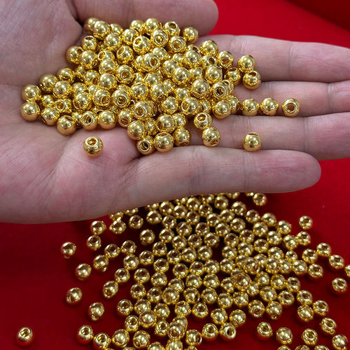 小金珠古法圆珠黄金999足金散珠猫眼转运珠DIY金豆手链吊坠按克