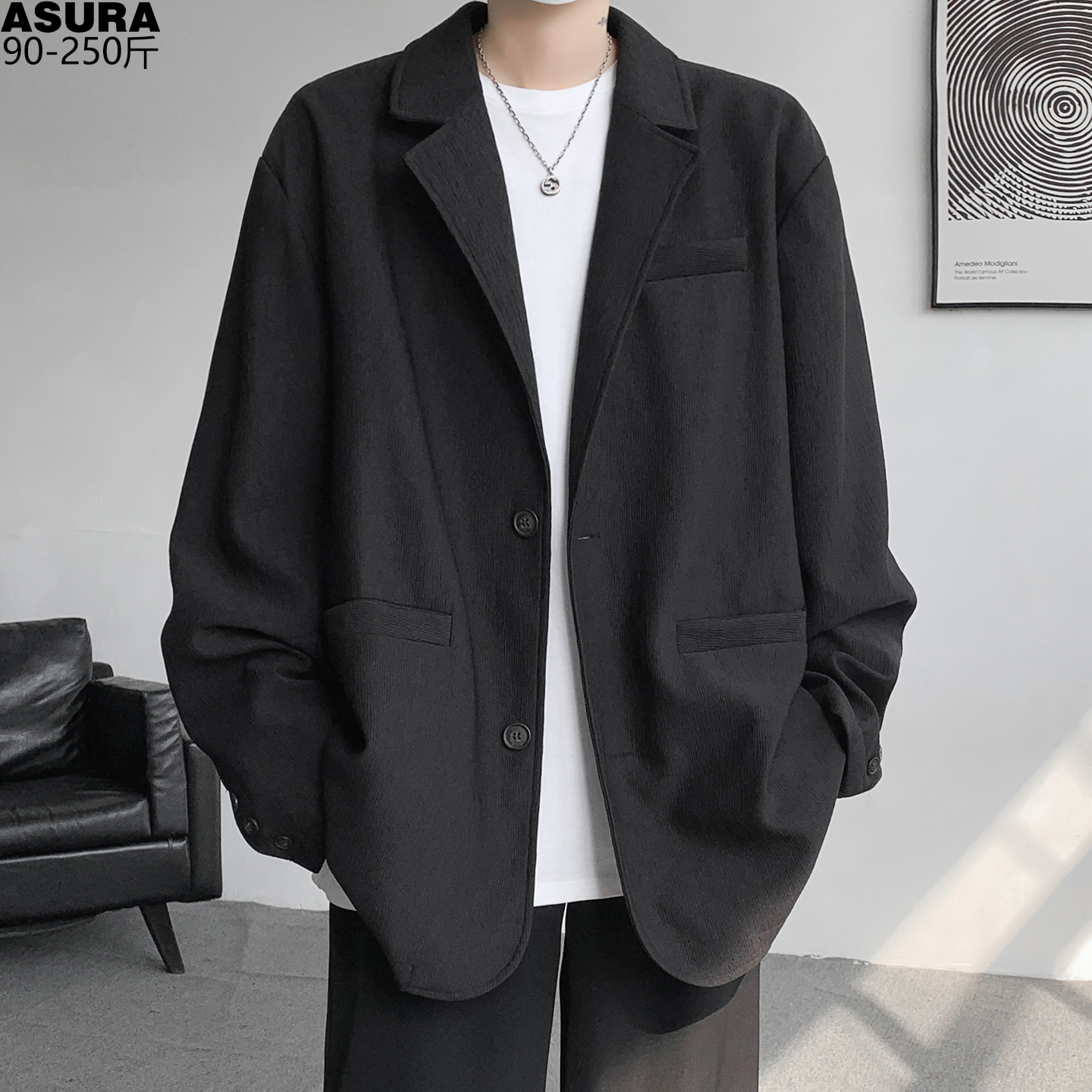 肌理感小西装西服男加大码外套