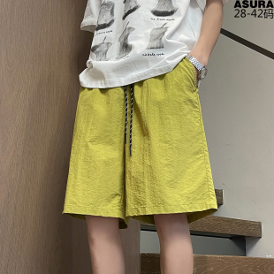 潮流微胖子寬松運(yùn)動(dòng)涼感2025夏季 快干冰絲褲 短褲 男加肥大碼 薄沙灘
