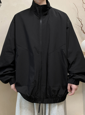 oversize冲锋衣夹克男加肥加大码潮牌胖子宽松立领春季装休闲高街