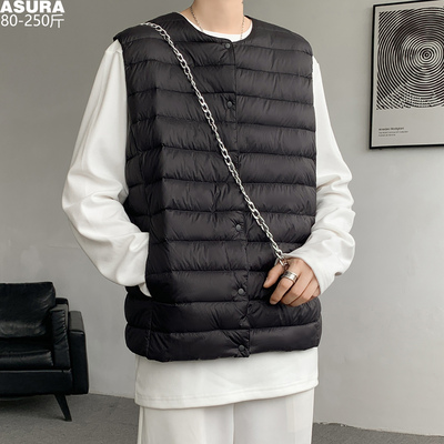 轻薄商务休闲马甲羽绒背心男加肥加大码潮牌胖子宽松保暖内胆冬装