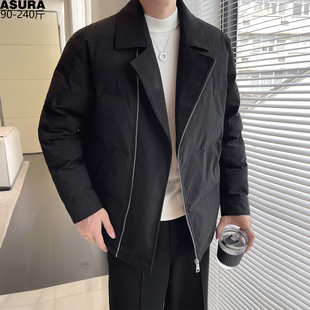 拼接料棉衣棉服袄男加肥加大码潮胖子宽松外套冬装帅气时尚高级感