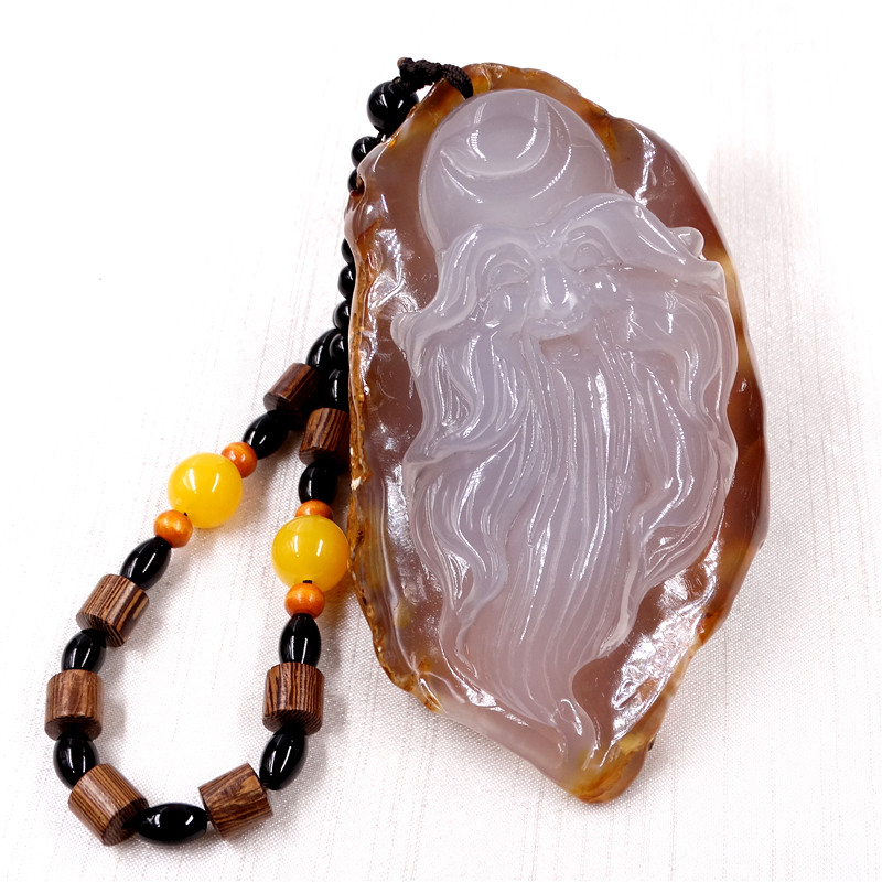 老寿星玛瑙手把件天然带原石皮玉髓把玩件玉原石文玩石头男士摆件