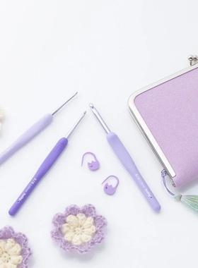 日本进口tulip紫色钩针ETIMO murasaki广岛编织工具TEM树脂柄钩针