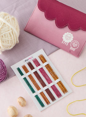 Knitpro Dreamz双头棒针编织工具套装桦木双尖针毛衣针15cm袖子针