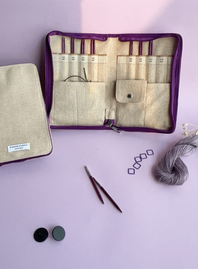Knitpro Ginger毛衣针紫色套装可拆卸换针头长短环形针毛线编织针