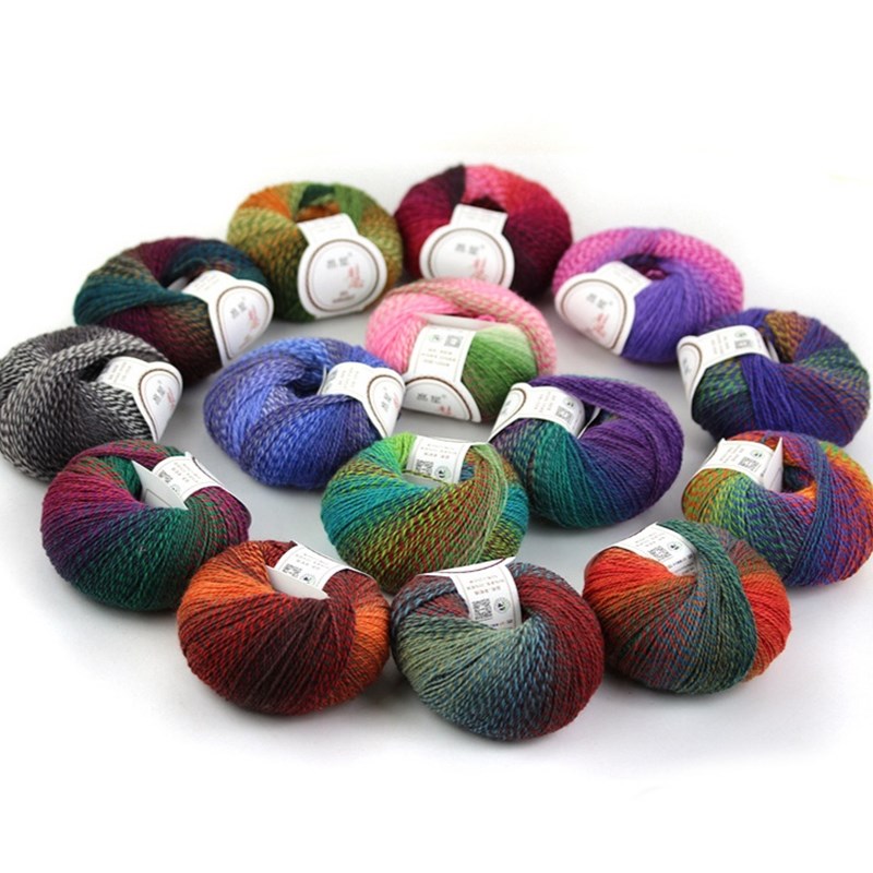 段染毛线手编羊毛钩贵夫人披肩线