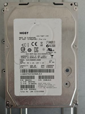 HUS156060VLS600 600G 15K SAS 3.5寸0B24541 0049762 006361