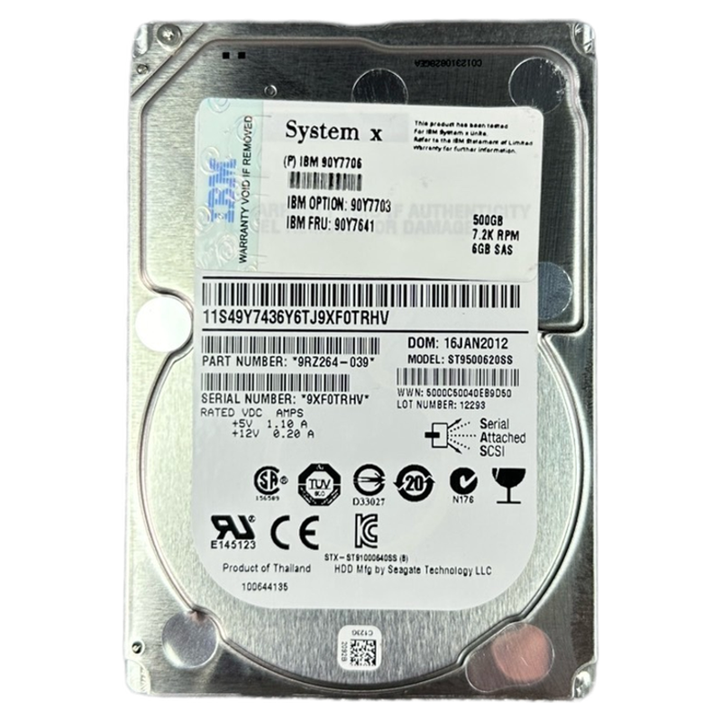 IBM 500G 7.2K 90Y7706 90Y7641希捷ST9500620SS 2.5寸服务器硬盘