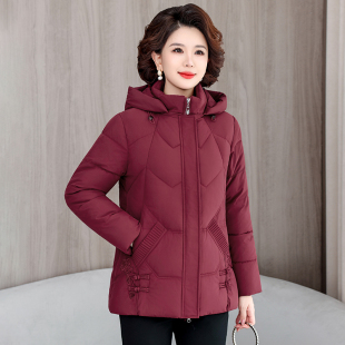 可拆卸帽中国风盘扣绣花棉袄外套 短款 妈妈装 棉衣棉服女今年冬新款