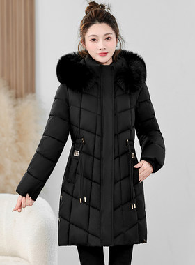 加绒保暖棉衣棉服女秋冬新款中长