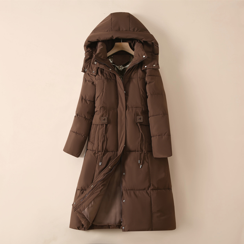 冬季可拆卸帽子中长款棉服棉衣女