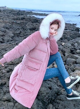 中长款加厚金丝绒棉服棉衣女