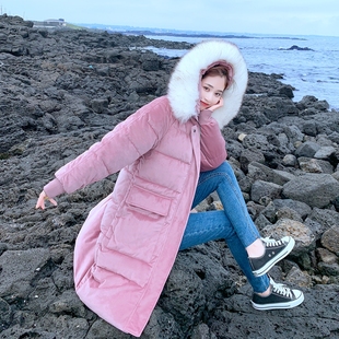 大码宽松金丝绒棉服女2025年冬装新款中长款加厚连帽棉服棉袄外套