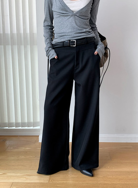 AMBOSC 四季款韩系雅痞时髦阔腿垂感西装裤高腰百搭松弛感休闲裤