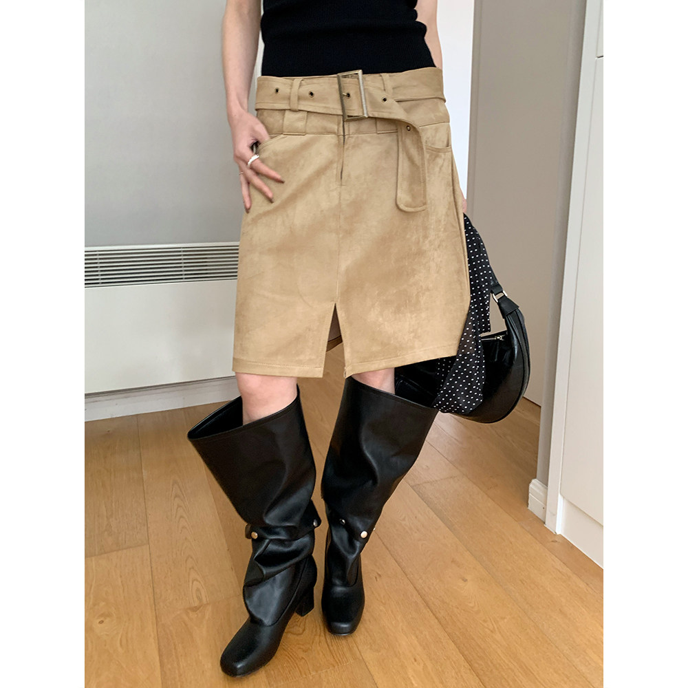 系带短裙女百搭显瘦直筒半身裙