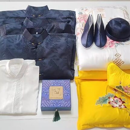 【添寿服】高端寿服男新中式现代五件套七件套纯棉老人冲喜百年服