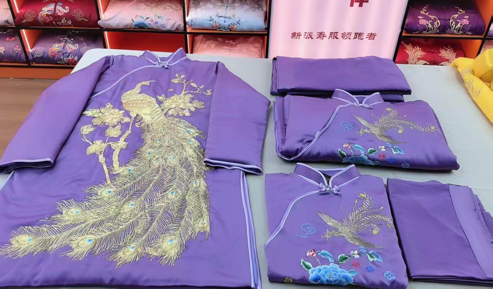 新款高档寿服女全套真丝刺绣装老衣老人冲喜百年服七件套全套配齐