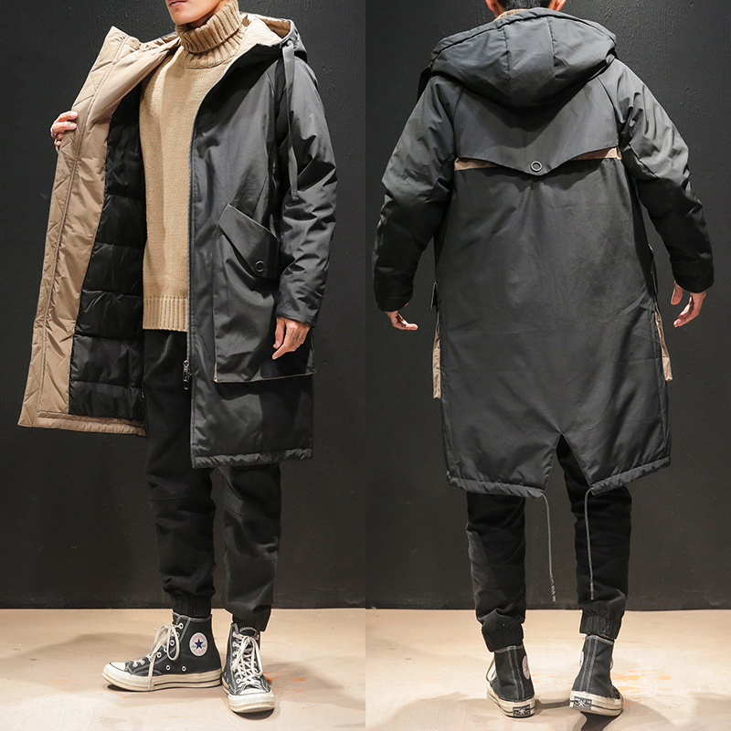 2024新款冬季羽绒服男中长款潮牌大码胖子过膝加厚防寒派克服外套