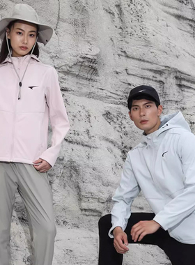 锐克运动男女加绒加厚连帽风衣秋冬防风防水运动夹克外套007001