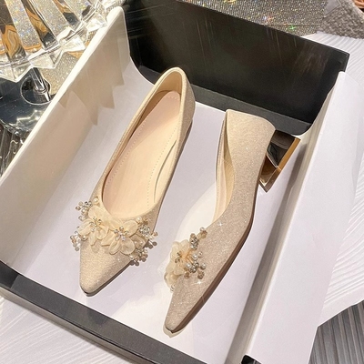 2025新款低跟法式单鞋女秀禾主婚纱两穿婚鞋伴娘鞋配裙子日常可穿