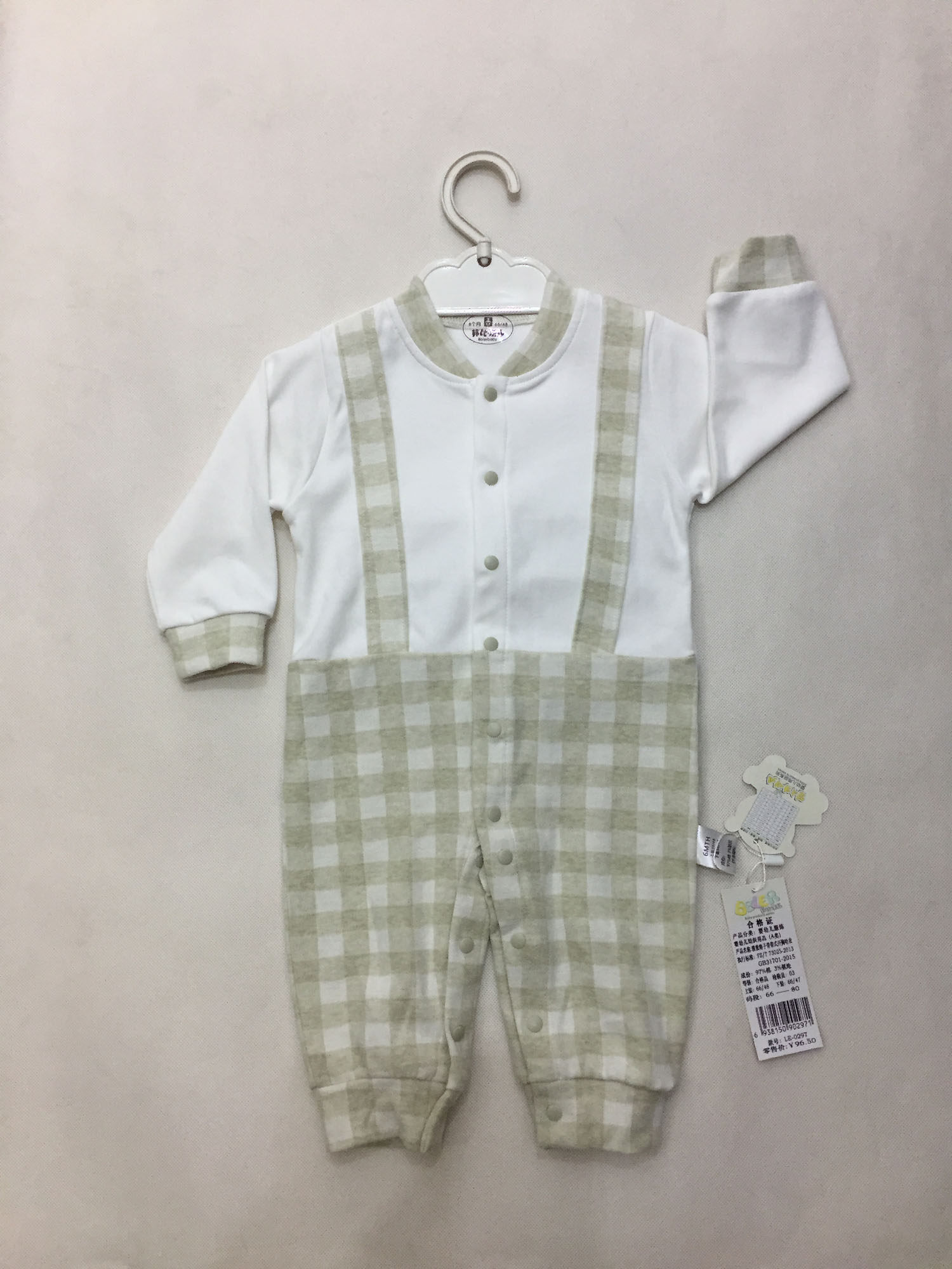 邦比乐儿婴童秋冬雅致格子欧美背带式时尚连体哈衣爬服 婴儿服饰