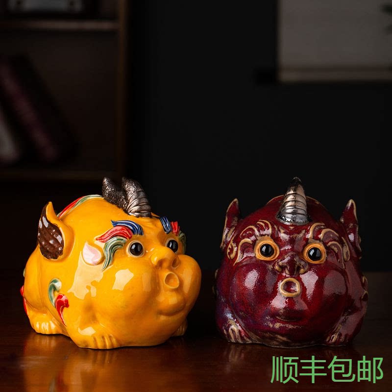 柴烧独角招财貔貅原创