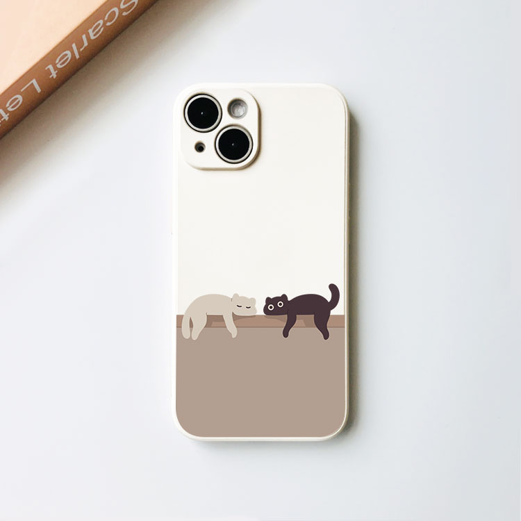 原创摆烂猫咪苹果15pro手机壳华为nova12/p60荣耀100可爱vivox90/x80/x70全包iqoo11适用neo9小米14软10硅胶