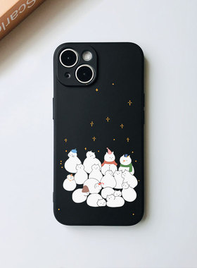 原创雪人猫猫一家苹果16promax手机壳14华为nova13可爱P70荣耀200适用vivox100s19/iqoo8小米15/reno12硅胶gt