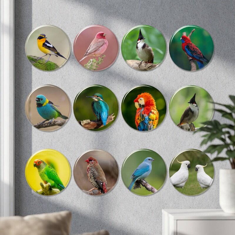 动物冰箱贴 小清新自然鸟类系列动物水晶玻璃磁性冰箱装饰小物品