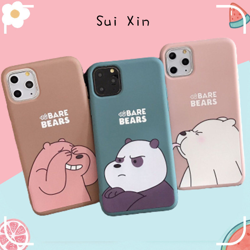 Ins卡通咱们裸熊防摔液态硅胶11适用x苹果12闺蜜三