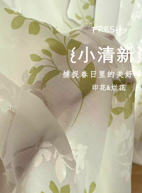 「绿植 小清新」浪漫纱帘高级感绿色透光不透人水溶绣飘窗窗纱