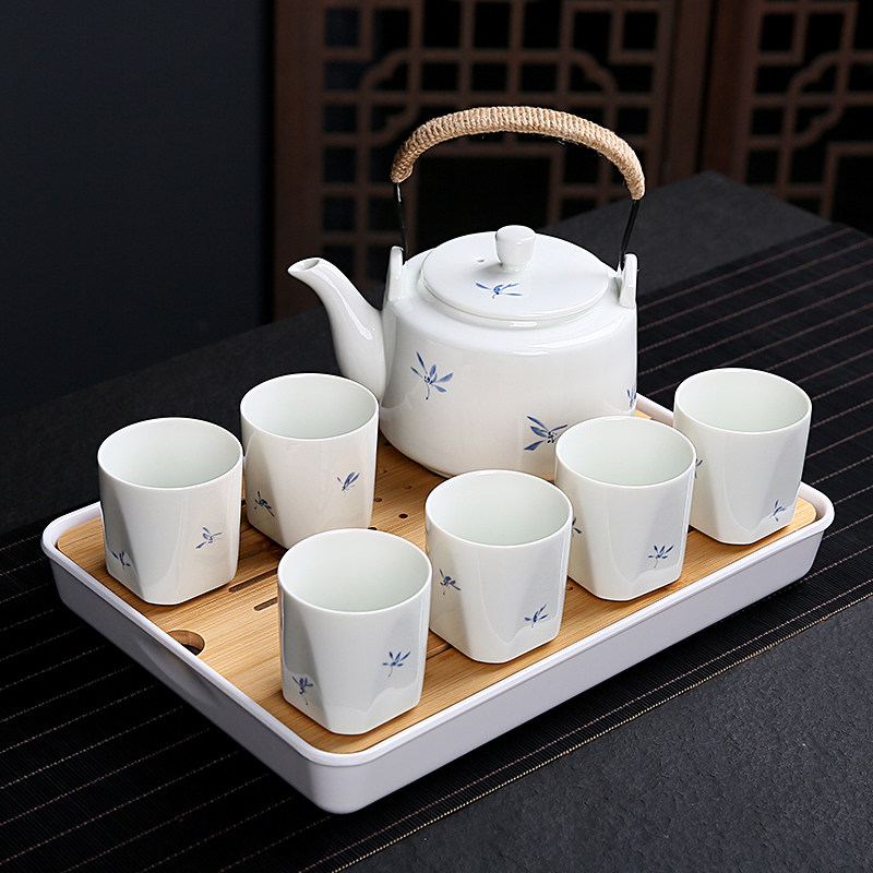 送竹托 鑫茗轩陶瓷茶具套装家用整套功夫现代简约茶壶茶杯子6只装,餐饮具,功夫茶具,淘宝优惠券,粉丝福利购,淘宝优惠卷