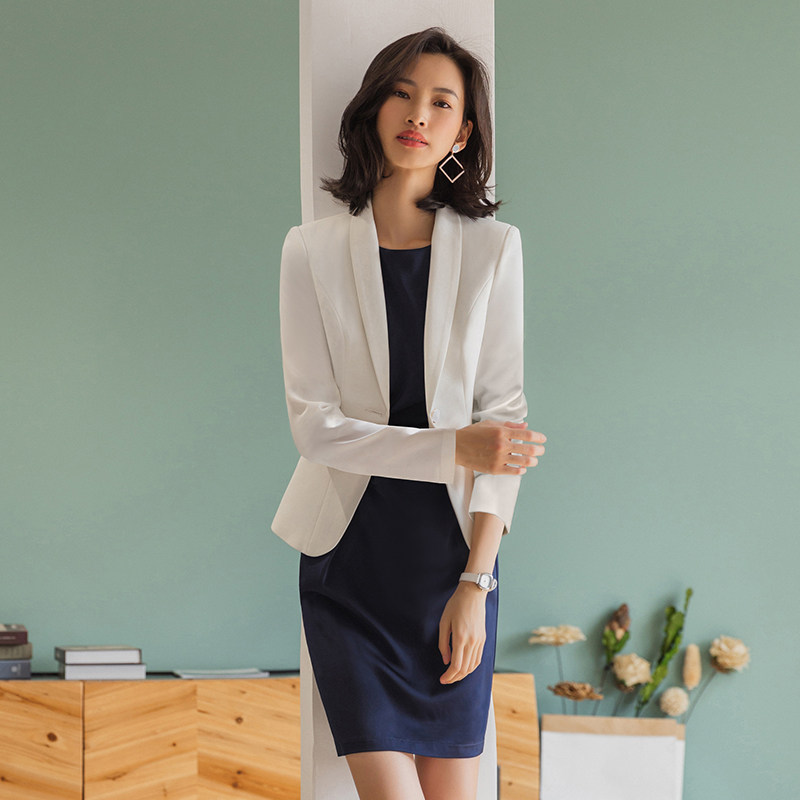 职业套装女时尚气质女神范秋季西装套裙白色工作服上班族面试正装
